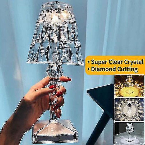 Lámpara de escritorio de cristal Led Diamond Rose Bar luz nocturna atmósfera táctil mesita de noche