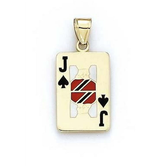 14k Yellow Gold Enamel Jack Of Spades Pendant - 2.5 Grams
