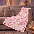 thumbnail image 5 of Strawberry Cakes And Milkshakes With Sweet Hearts, Soft Flannel Blanket with Sweet Watercolor Repeat Print, Housewarming Gift and Home Decor for Bedroom and Living Room, 5 of 7