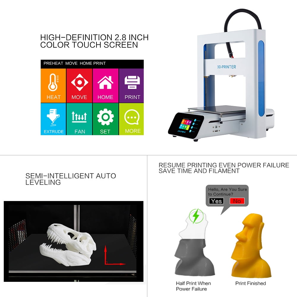 3D Printer JGAURORA A3S Latest Version 2.8-Inch Touch Kit DIY 205x205x205mm BE 