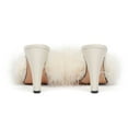 thumbnail image 3 of XYD Women Chic Faux Fur Backless Slides Mules Square Open Toe Sandals Chunky High Heel Slip On Pumps Dressy Shoes Size 7 White, 3 of 4