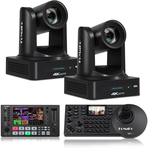 FoMaKo 4K 60FPS NDI HDMI 20x Optical Zoom PTZ Camera, AI Auto-Tracking Gen 3, Suitable for Church, News Anchor Studio Live Streaming and Live Production(K800NX2 M3 KC608)