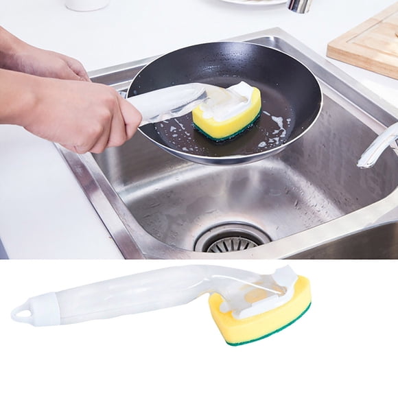 Soap Control Non-Scratch Dishwand Kit, 1 Dish Wand & 1Sponge Refills, Prevents Soap from Leaking, Leak-Free Guarantee, Best for Nonstick Pots and Pans, Glass, Tubs, & Showers