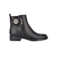 thumbnail image 3 of TOMMY HILFIGER Womens Black Gold-Tone Hardware Buckle Accent Logo Comfort Rezin Round Toe Block Heel Zip-Up Booties 9.5 M, 3 of 4