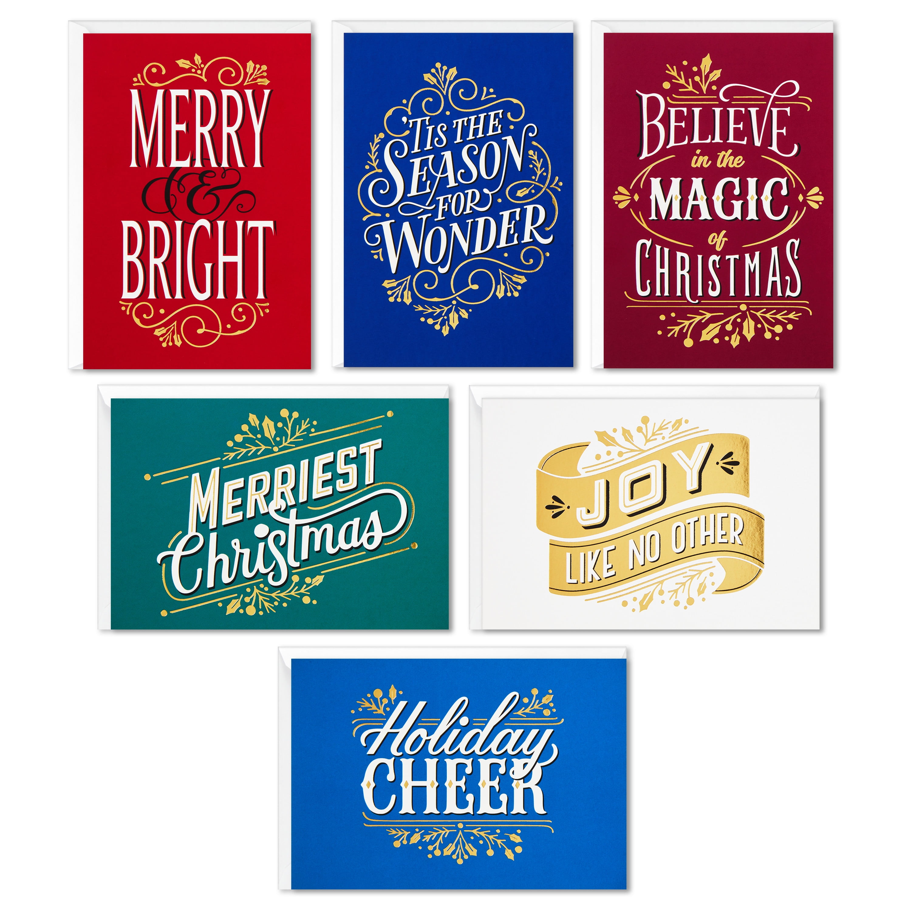 Hallmark Boxed Christmas Cards Assortment 6 Designs, 24 Cards with Envelopes Merry and Bright 5XPX9477 