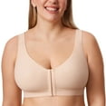 thumbnail image 2 of DELIMIRA Women's Inbarely Plus Front Closure Bras Posture Wireless Full Coverage Plus Size Unlined Bra, 2 of 5
