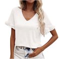 thumbnail image 1 of Camisetas holgadas de Color sólido con cuello en V para mujer, blusas femeninas cómodas a la moda, Tops Pompotops hfajkhk128619, 1 of 6