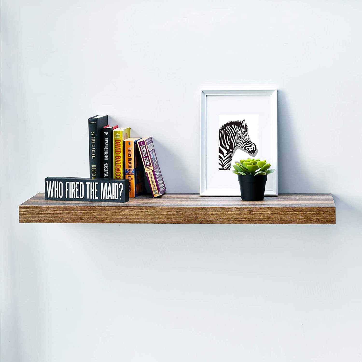Set of 3/4 Wood Floating Shelves Bookshelf Wall Mount Shelf Display Home Decor 