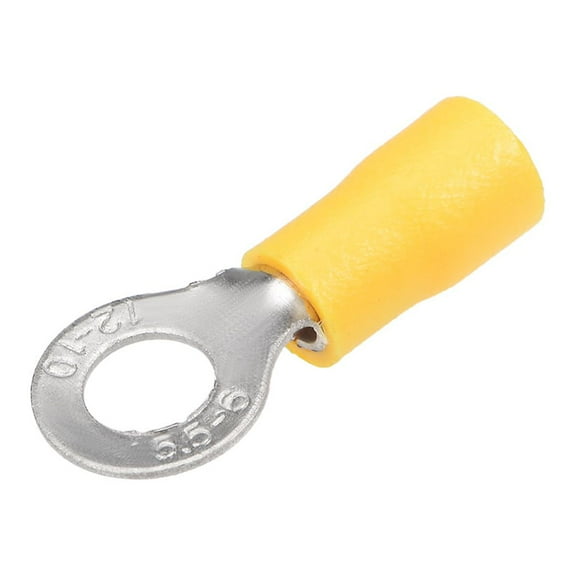 RV5.5-6 Insulated Electrical Crimp Terminal Ring Spade Wire Connector Yellow for AWG12-10