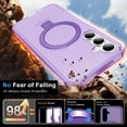 thumbnail image 3 of for Samsung Galaxy S25 Case, with Magnetic Invisible Stand [Military Drop Protection] [Compatible with MagSafe] Shockproof Slim Translucent Anti-Slip Case Cover for Samsung Galaxy S25, Purple, 3 of 6
