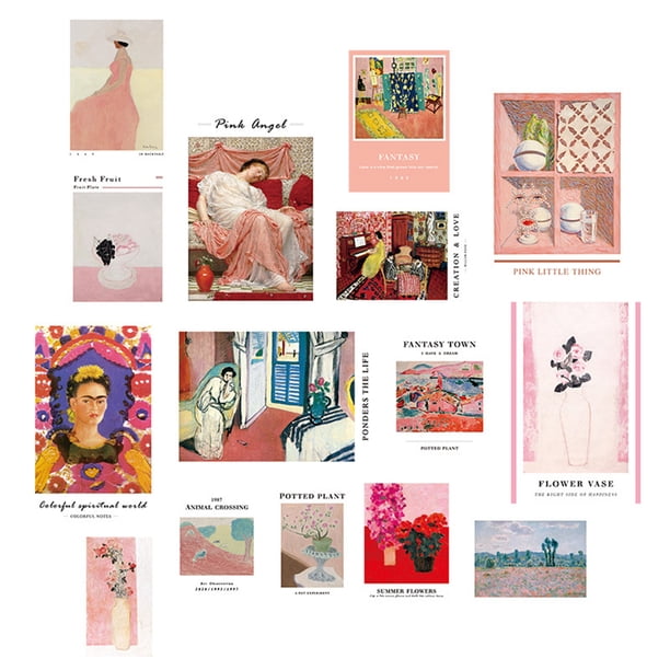 Billuyoard Ins 15 hojas de arte Retro pinturas famosas postal foto Props DIY colocación decoración tarjeta pared pegatina Color tarjeta de felicitación Decoración del hogar No.02 Billuyoard HA003659-02