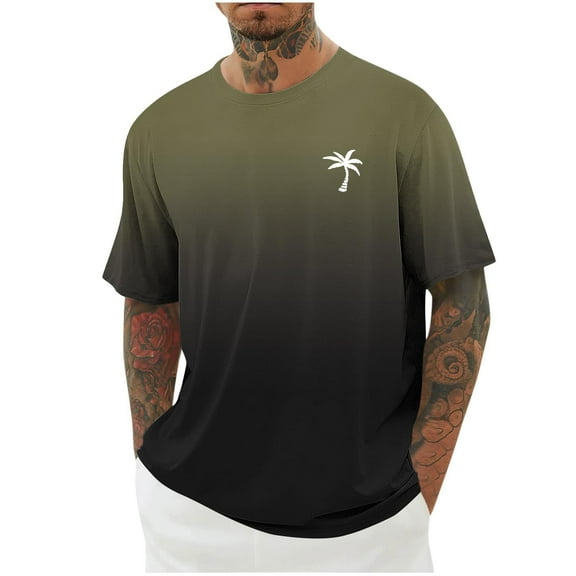 Mens Tops Shirts 2025 Plus Size Fashion Print Round Neck Casual Fashion Short Sleeve Round-Neck Blouses Shirts