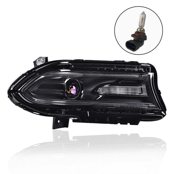 Fit For 2015-2023 Dodge Charger Halogen Projector Headlight w/ LED DRL Passenger