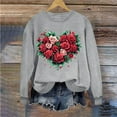thumbnail image 2 of YOIAVAIOY Valentines Day Love Heart Sweatshirts Womens Valentine Graphic Long Sleeve Pullover Girlfriend Casual Sweatshirt Gray M, 2 of 5