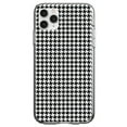 thumbnail image 1 of DistinctInk Clear Shockproof Hybrid Case for iPhone 13 (6.1" Screen) - TPU Bumper, Acrylic Back, Tempered Glass Screen Protector - Black White Houndstooth Pattern, 1 of 2
