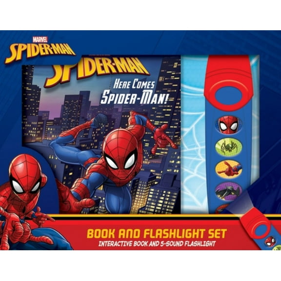 Marvel Spider-Man: Here Comes Spider-Man! Book and 5-Sound Flashlight Set (Hardcover)