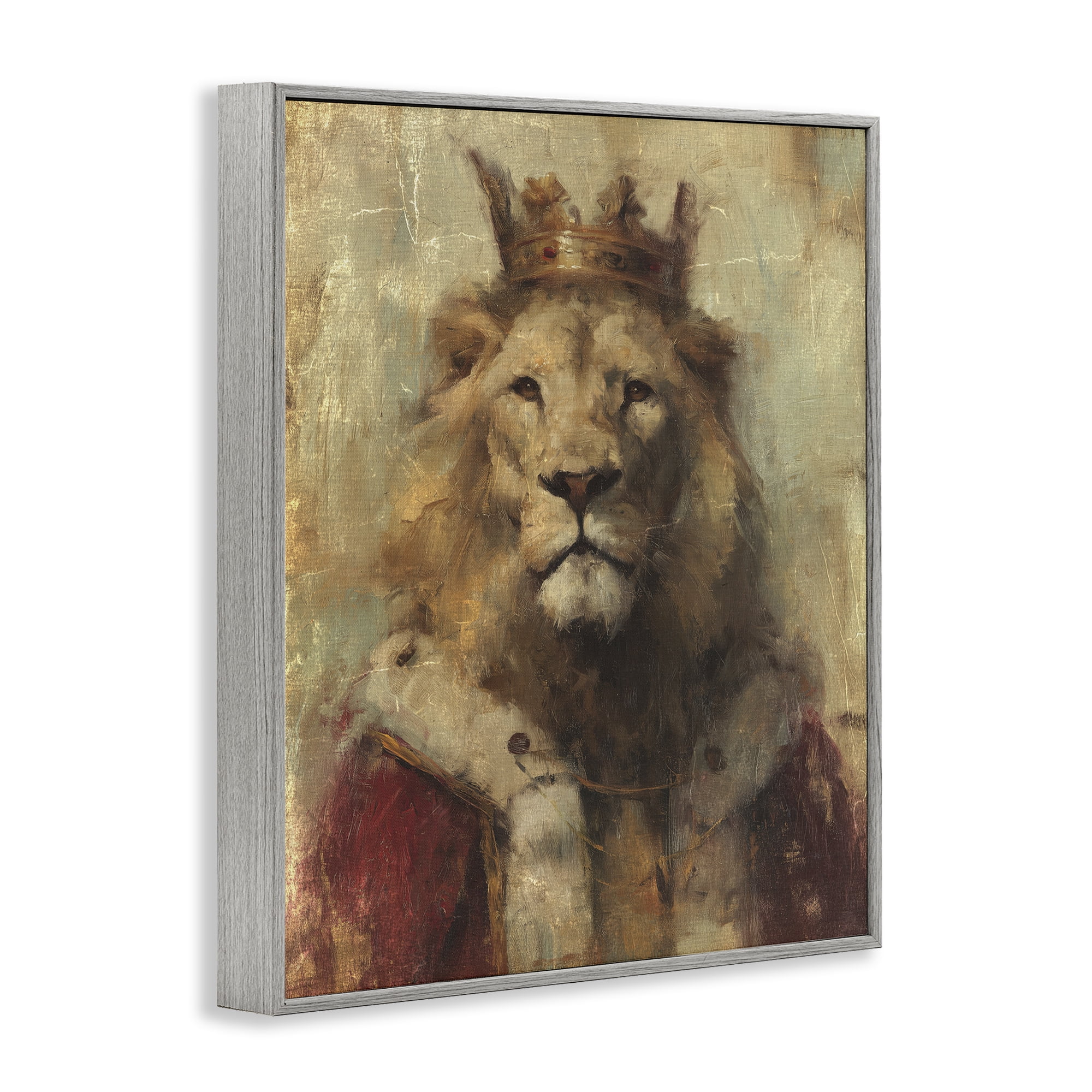 Stupell Industries Regal Lion Sovereign Gray Framed Giclee Art, design by Svetlana Aleynikova
