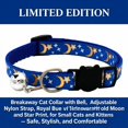 thumbnail image 2 of Breakaway Cat Collar with Bell, Adjustable Nylon Strap, Royal Blue with Gold Moon and Star Print, for Small Cats and Kittens, 2 of 3