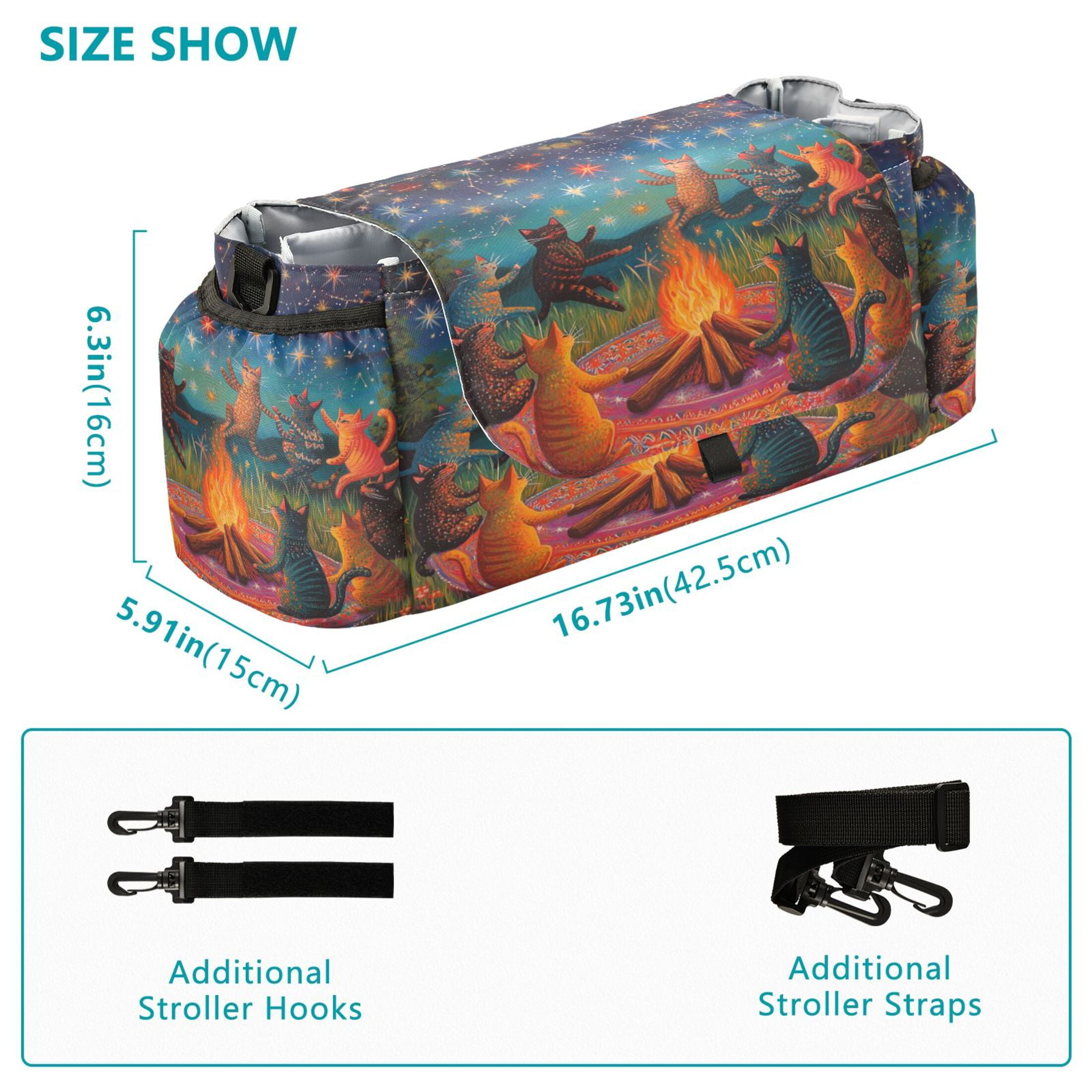 DIXRUYEE Stroller Organizer Starry Cat Gathering Around The Fire Printed