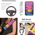 thumbnail image 5 of KUIFORTI Hawaii Sunset Front and Rear Car Seat Cover Full Set Coconut Palm Steering Wheel Covers Auto Center Console Cover Pad Cushion Seat Belt Pads for Cars,Trucks&SUVs, 5 of 5