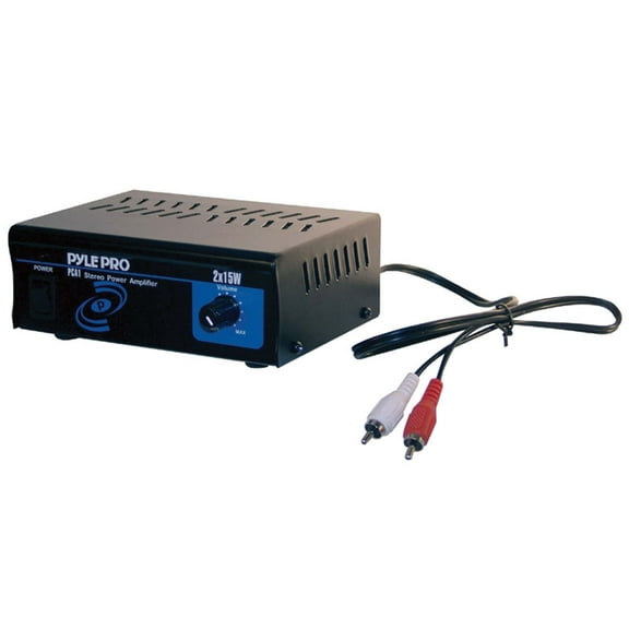 PYLE  - Compact Stereo Power Amplifier - Mini Audio Power Amp, Wired RCA Connectors, Speaker Terminals, 30 Watt MAX PCA1.5