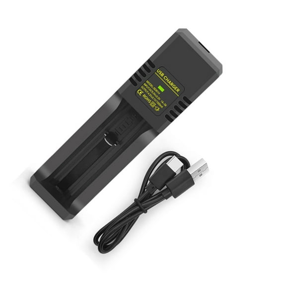 Zeiwohndc USB to Type C Cable with Single Slot Charger Adapter for 18650 14500 Batteries
