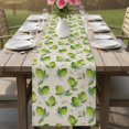 thumbnail image 4 of Green Lemons Table Runner 120 Inches, Summer Watercolor Blue Bow on Fruits on Linen Bed Runner Dresser Scarves Tabletop for Indoor Outdoor Parties/Ceremony/Banquet, 13"x 120", 4 of 9