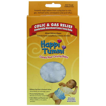 Baby Gas Relief All Natural Belly Wrap Natural Herbal Aroma Therapy Relief For Infants and Babies with Colic, Gas,Upset Tummies Blue Plush Happi (Best Colic Relief For Babies)