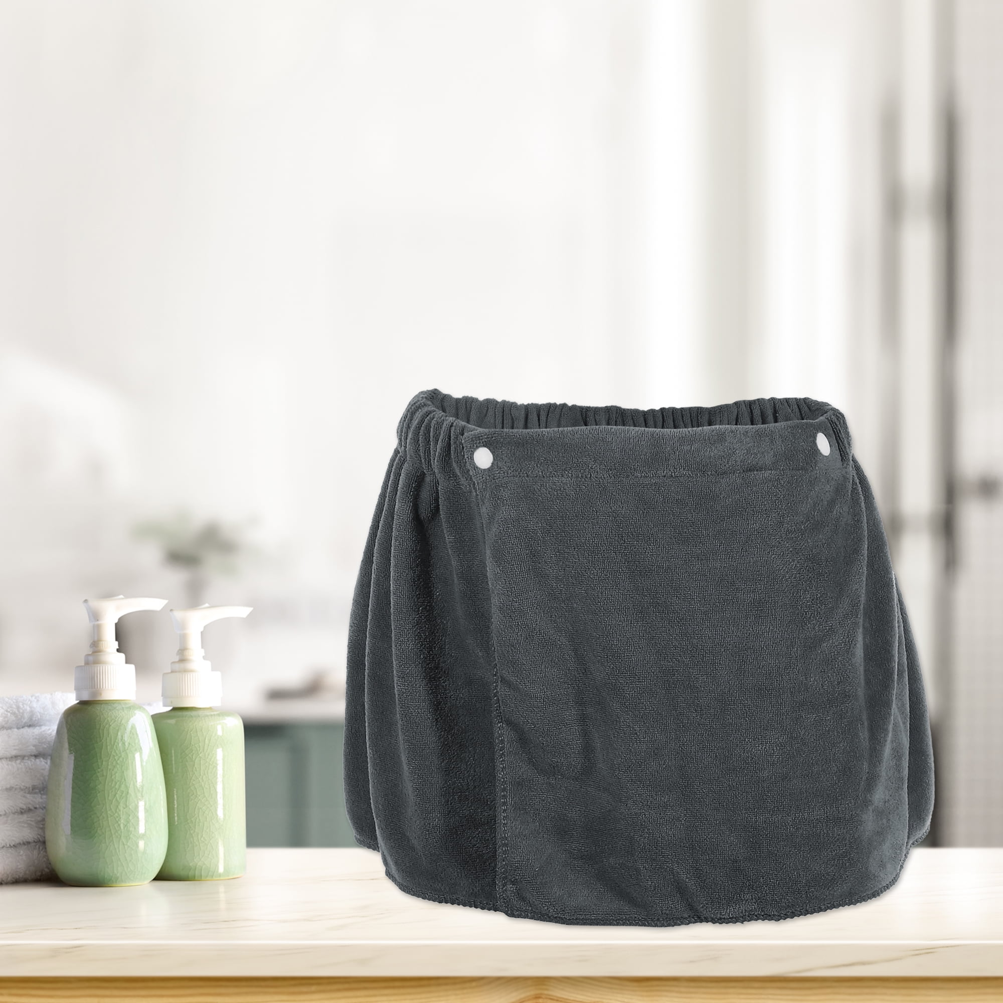 Unique Bargains 2 Pcs Men's Bath Wrap Towel Body Wrap for Shower Spa Adjustable Robes Gray 30x140cm