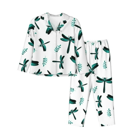 2 Piece Womens Pajama Sets - gradient black butterflies Soft Sleepwear Comfy Pajamas Ladies Pj Lounge Sets with Pockets  Long Sleeve Button Shirt and Pajama Pants Pjs Sets for Women
