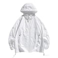 thumbnail image 2 of GUZOM Mens Oversized Hooded Windbreaker Jacket Lightweight Nylon Spandee Water Resistant Streetwear Zippered Pockets White XS-XXXXL,Size 3XL, 2 of 8