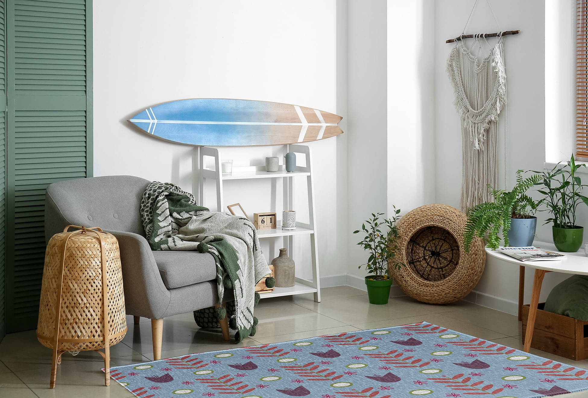 4' x 6' Simply Daisy Spring Garden Scandinavian Chenille Area Rug, Lighter than Air Blue