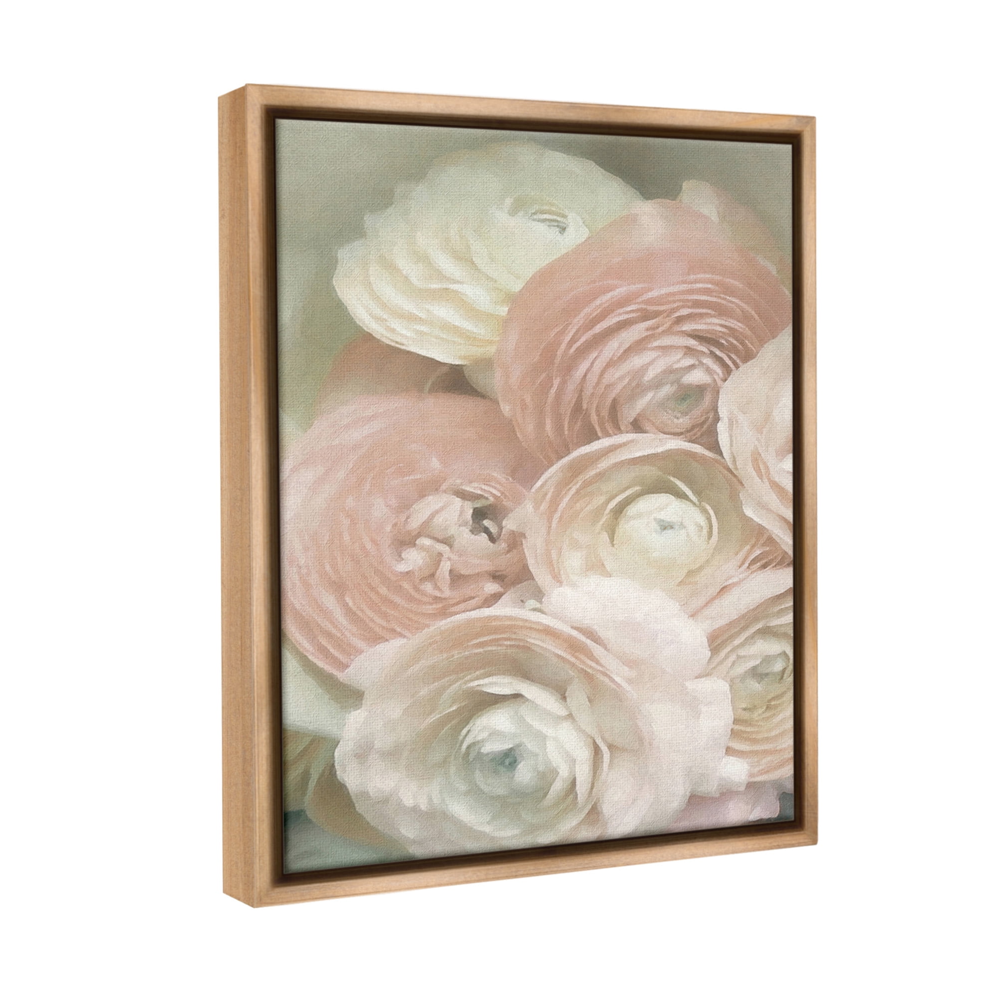 Stupell Industries Ranunculus Blooms Pattern Botanical & Floral Photography Brown Floater Framed Canvas Art Print Wall Art, 17 x 21