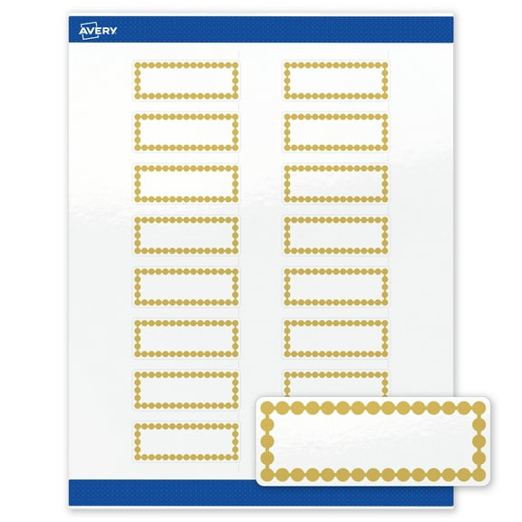Avery Labels, 1" x 2-5/8", Gold Beads, Glossy White, 160ct