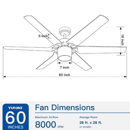 

Sleek and Modern Remote Control Ceiling Fan with Integrated 60” LED Light