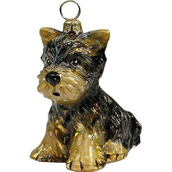 Yorkshire Terrier Yorkie Puppy Dog Polish Blown Glass Christmas Ornament