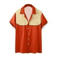 thumbnail image 3 of JURANMO Mens Bowling Shirts Summer Button Down Short Sleeve Hawaiian Shirt 2025 Fashion Color Block Holiday Beach Shirts Prime Day Sales Today 2025 Orange S, 3 of 6