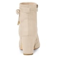 thumbnail image 3 of Unique Bargains Women's Pointed Toe Block Heel Zipper Ankle Boots Beige US 6, 3 of 6
