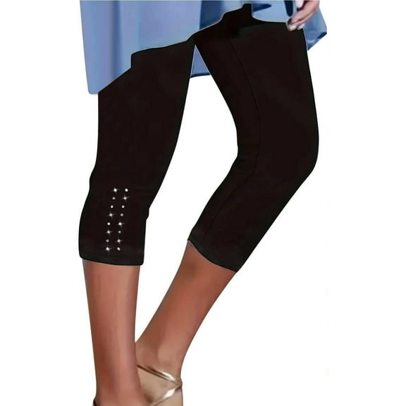 IDALL Capri Pants for Women Capri Leggings for Women Leggings For Women Plus Size High Waisted Yoga Cropped Trousers 2025 Summer Gym Pants Yoga Pants Women Summer Pants Black L