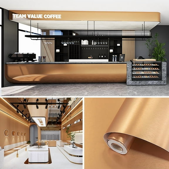 Brushed Metal Texture PET Peel and Stick Wallpaper Self Adhesive Waterproof Metallic Vinyl Finish for Wall Backsplash or Furniture Industrial Style Refrigerator Color Change 23.62 in*118/ 197 in