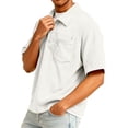thumbnail image 4 of Garbnen Corduroy Polo Shirt Men Turn Down Collar Button Men Short Sleeve Shirt Big and Tall Going Out Summer Men Work Shirts with Pocket, 4 of 5