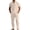 Khaki, variant on LEKWK 2 Piece Set for Men Short Sleeve Button Down Collared Tops and Straight Leg Pants Comfy Solid Summer Fashion Beach Vacation Casual Outfits
