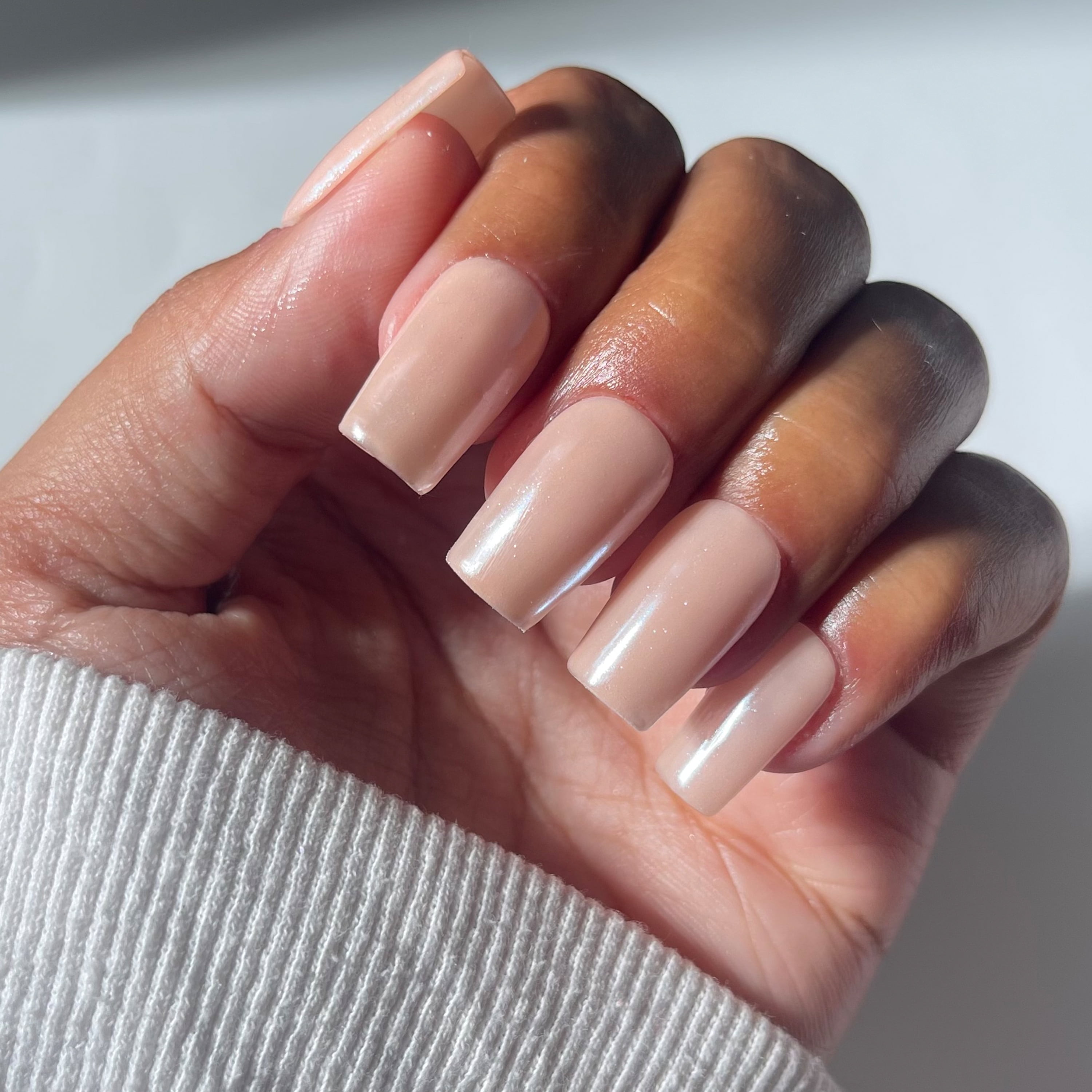 Salon Perfect Artificial Fake Press On Nails, 443 Glazed, Beige Nude, Medium Square, File, Glue and Prep Pad Included, 30 Nails