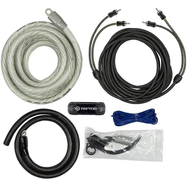 Kit de Amplificador para Auto RAPTOR PRO Series 3800W 1/0 AWG con Cable RCA