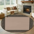thumbnail image 2 of Black Brown Greek Key Large Area Rugs for Bedroom Living Room, Soft Non Slip Carpet Bedside Rug, Geometric Greece Ancient Farmhouse Geo Round Floor Cover Kitchen Accent Rug 6' for Dining Room/Office, 2 of 9