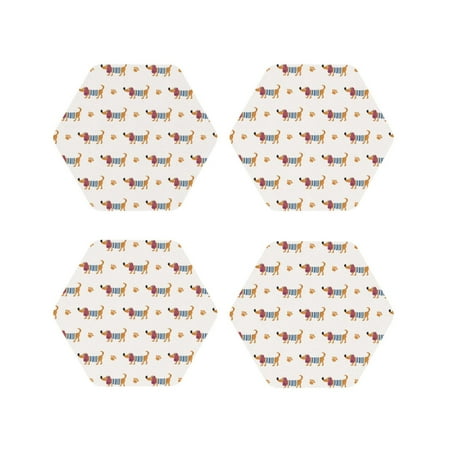 

Drink Coasters Set of 4 Dachshund Dog Puppy No.1004 Leather Coasters for Coffee Table Protector Heat Resistant Cute Coasters for Home Decor Housewarming Gifts Bar Kitchen 4 Inch Hexagon