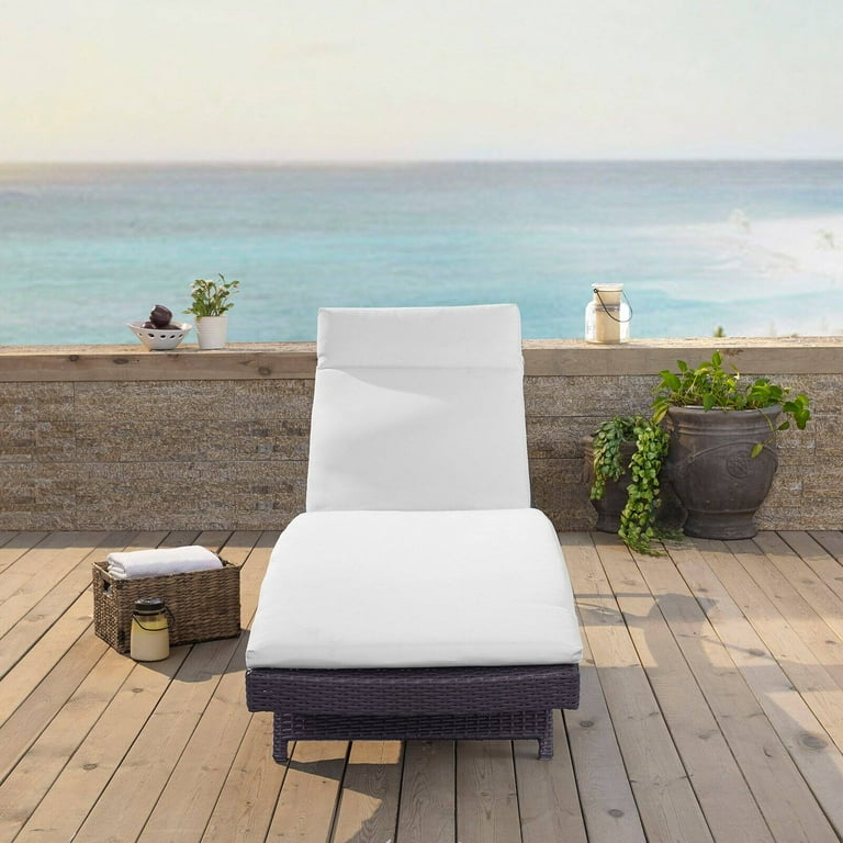 Crosley Biscayne Patio Chaise Lounge in Brown and White