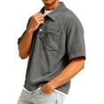 thumbnail image 4 of Garbnen Corduroy Men Polo Shirts Turn Down Collar Button Mens Short Sleeve Tshirts Big and Tall Fishing Summer Men Work Shirts with Pocket, 4 of 5