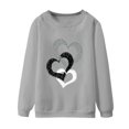 thumbnail image 4 of Chandails en Molleton à Capuche pour Femmes, Pull Mode Col Rond Saint-Valentin Décontracté Imprimé Amour Gris, 4 of 4