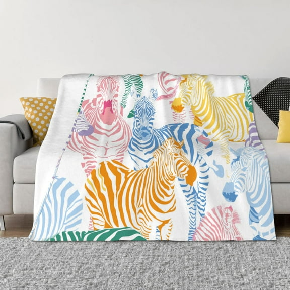 Throw Blanket for Couch - Zebra Colourful Soft Comfy Lightweight Cozy Warm Throw Blanket, Fuzzy Plush Flannel Blanket & Throws for Sofa and Bed All Season